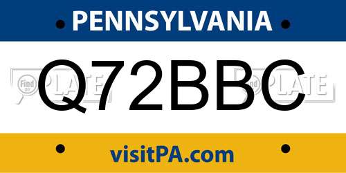 Q72BBC Pennsylvania License Plate