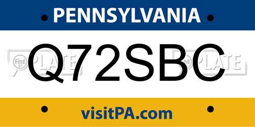 Q72SBC Pennsylvania License Plate