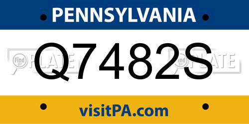 Q7482S Pennsylvania License Plate