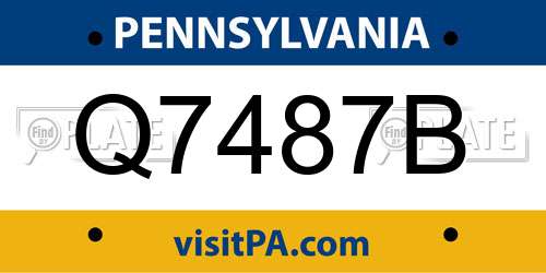 Q7487B Pennsylvania License Plate