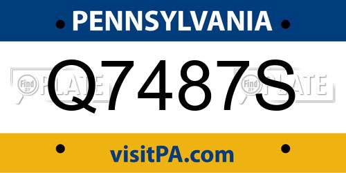 Q7487S Pennsylvania License Plate