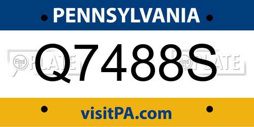 Q7488S Pennsylvania License Plate