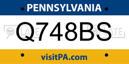 Q748BS Pennsylvania License Plate