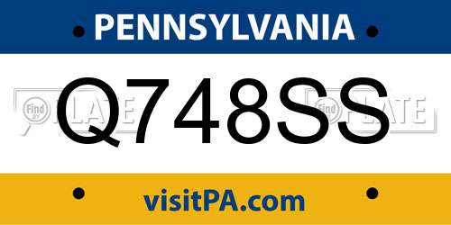 Q748SS Pennsylvania License Plate