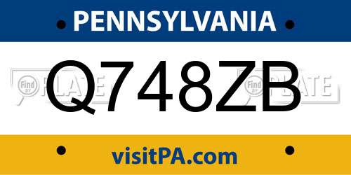 Q748ZB Pennsylvania License Plate