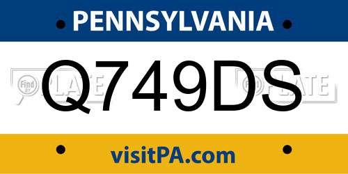 Q749DS Pennsylvania License Plate
