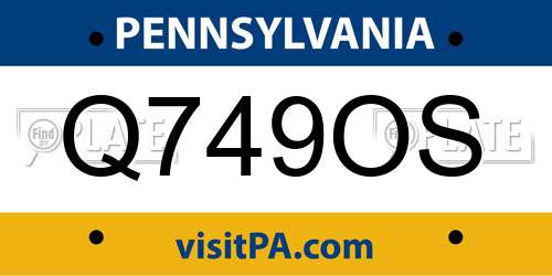 Q749OS Pennsylvania License Plate