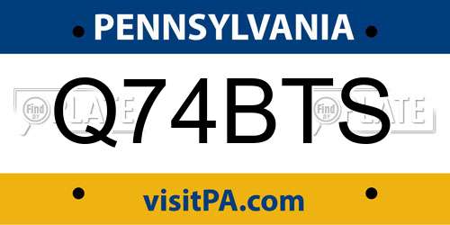 Q74BTS Pennsylvania License Plate