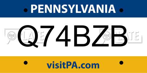 Q74BZB Pennsylvania License Plate