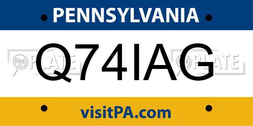 Q74IAG Pennsylvania License Plate