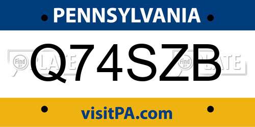 Q74SZB Pennsylvania License Plate