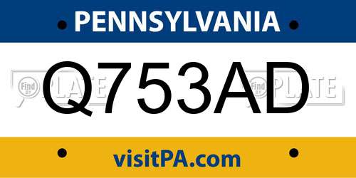 Q753AD Pennsylvania License Plate