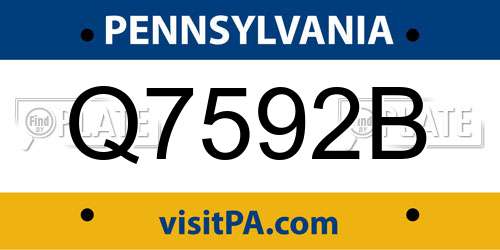 Q7592B Pennsylvania License Plate