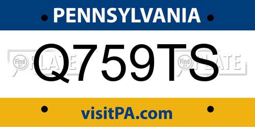 Q759TS Pennsylvania License Plate