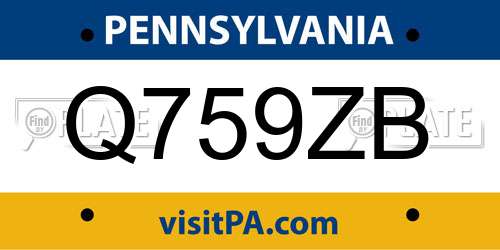 Q759ZB Pennsylvania License Plate