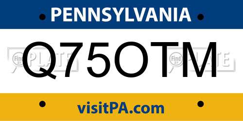 Q75OTM Pennsylvania License Plate