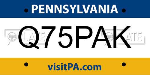 Q75PAK Pennsylvania License Plate