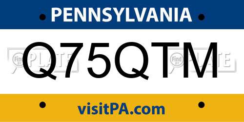 Q75QTM Pennsylvania License Plate