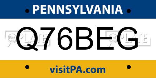 Q76BEG Pennsylvania License Plate
