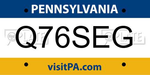 Q76SEG Pennsylvania License Plate