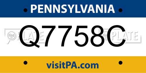 Q7758C Pennsylvania License Plate