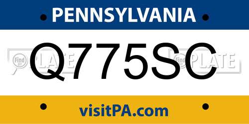 Q775SC Pennsylvania License Plate