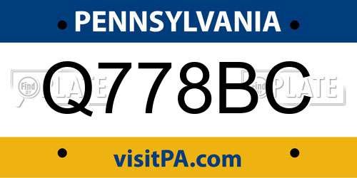 Q778BC Pennsylvania License Plate