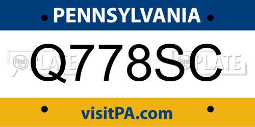 Q778SC Pennsylvania License Plate