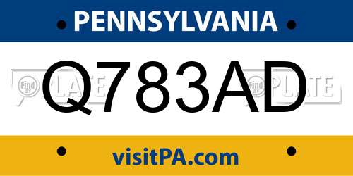 Q783AD Pennsylvania License Plate