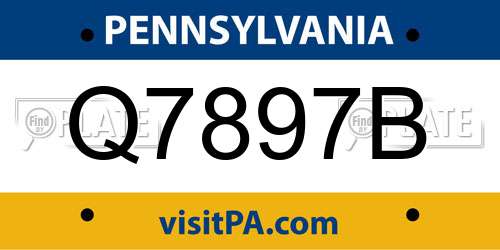 Q7897B Pennsylvania License Plate