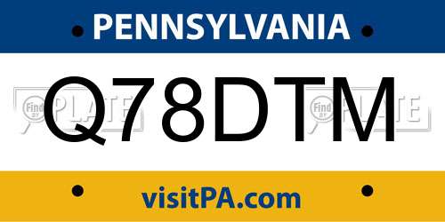 Q78DTM Pennsylvania License Plate