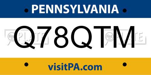 Q78QTM Pennsylvania License Plate