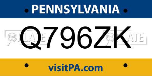 Q796ZK Pennsylvania License Plate