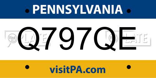 Q797QE Pennsylvania License Plate