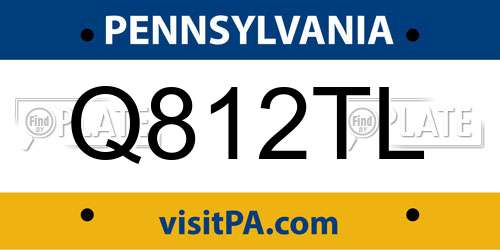 Q812TL Pennsylvania License Plate