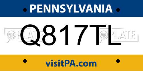 Q817TL Pennsylvania License Plate