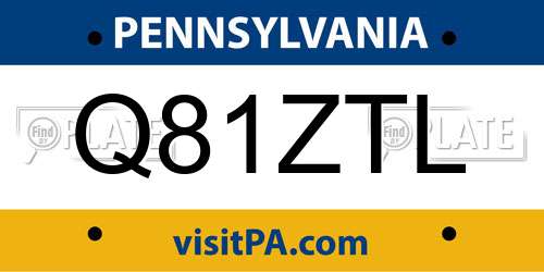Q81ZTL Pennsylvania License Plate