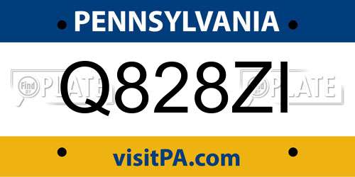 Q828ZI Pennsylvania License Plate
