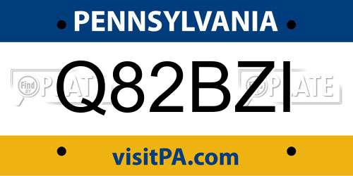 Q82BZI Pennsylvania License Plate