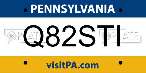 Q82STI Pennsylvania License Plate