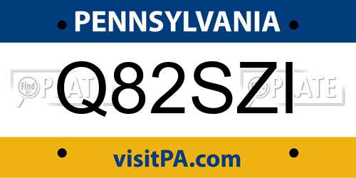 Q82SZI Pennsylvania License Plate