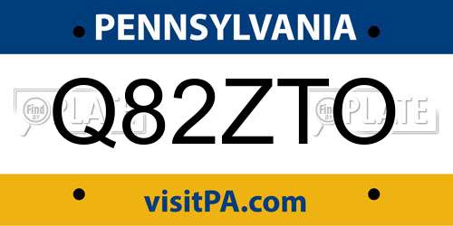 Q82ZTO Pennsylvania License Plate