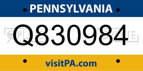 Q830984 Pennsylvania License Plate