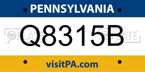Q8315B Pennsylvania License Plate