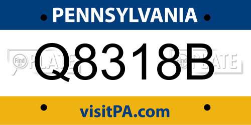 Q8318B Pennsylvania License Plate
