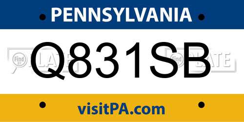 Q831SB Pennsylvania License Plate