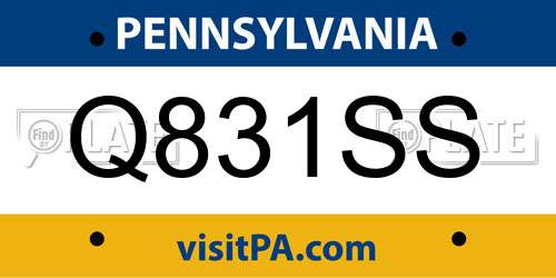 Q831SS Pennsylvania License Plate