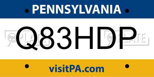Q83HDP Pennsylvania License Plate