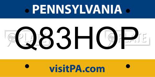 Q83HOP Pennsylvania License Plate