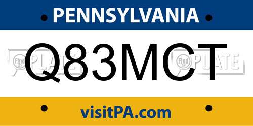 Q83MCT Pennsylvania License Plate